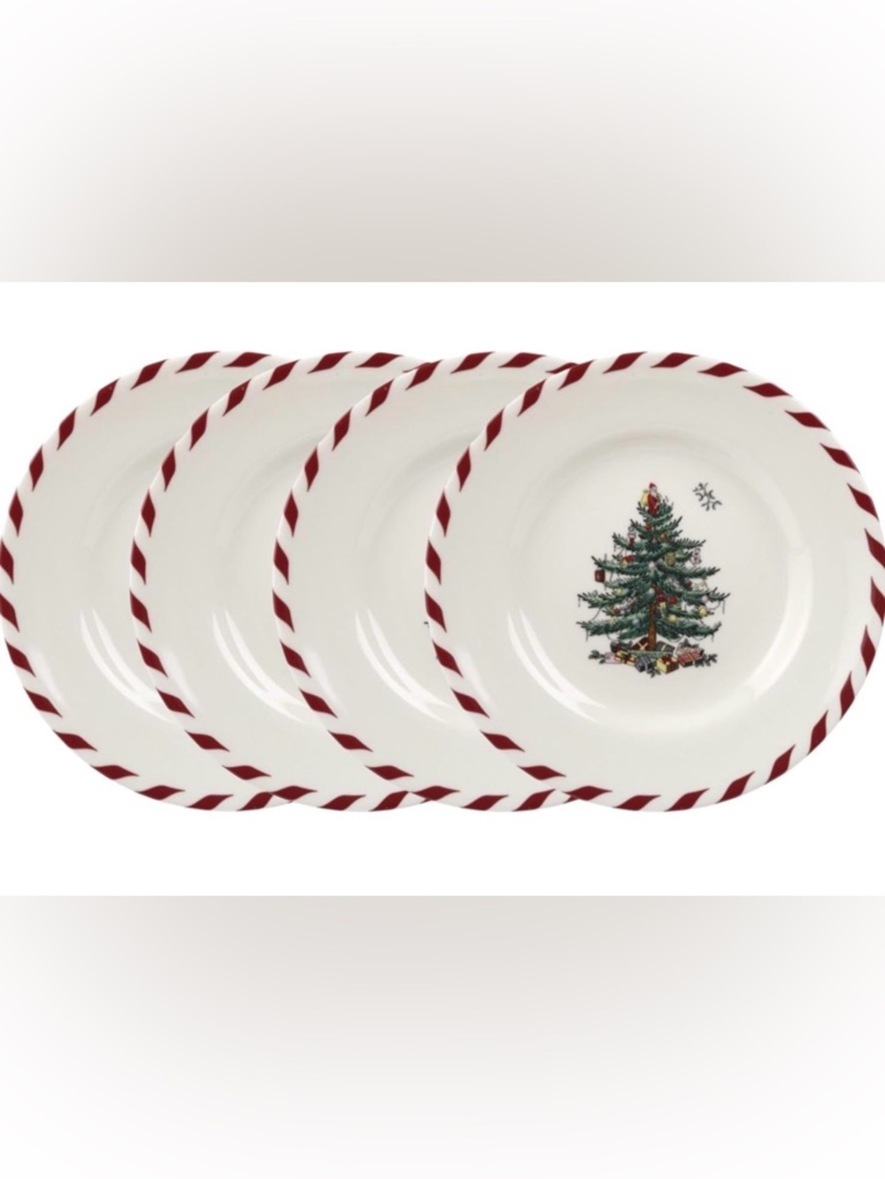 Spode Christmas Tree Canape Plates - Set of 4, NEW